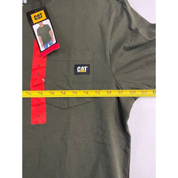 Caterpillar NWT Mens Green Short Sleeve Crew Neck Pocket T-Shirt, M, New - Picture 10 of 12
